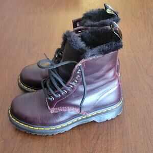 Dr. Martens 1460 Serena Faux Fur Lined Boots Oxblood Atlas Size US 7 /EU 38